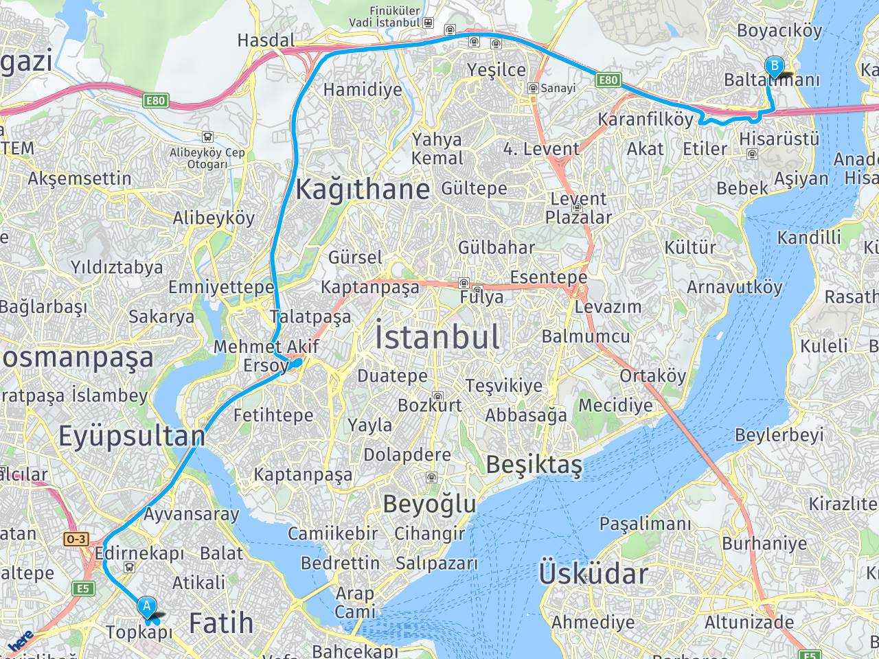 İstanbul Fatih İstanbul, Göztepe. İstanbul Baltalimanı haritası
