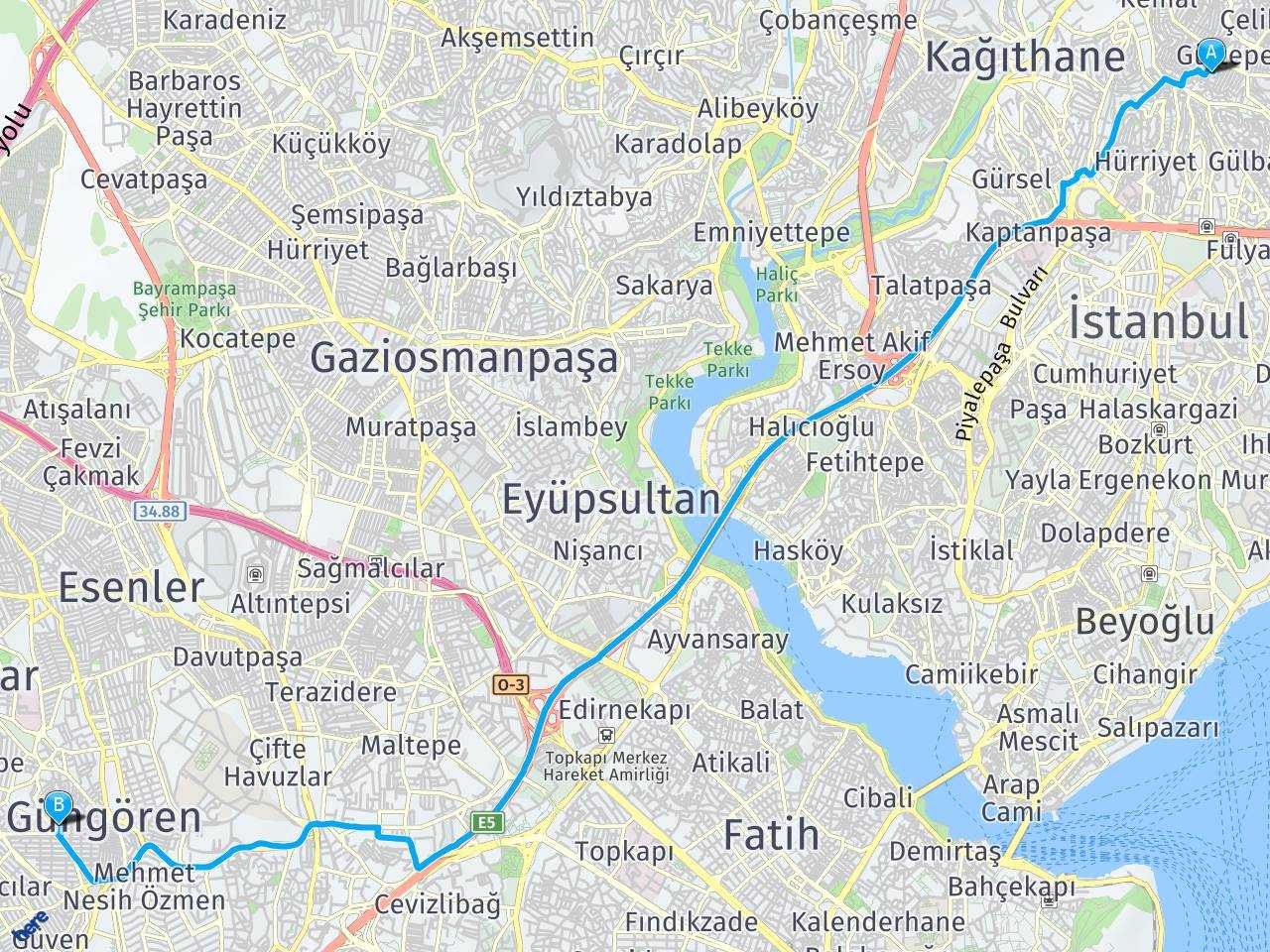 İstanbul, Gültepe İstanbul, Güngören haritası