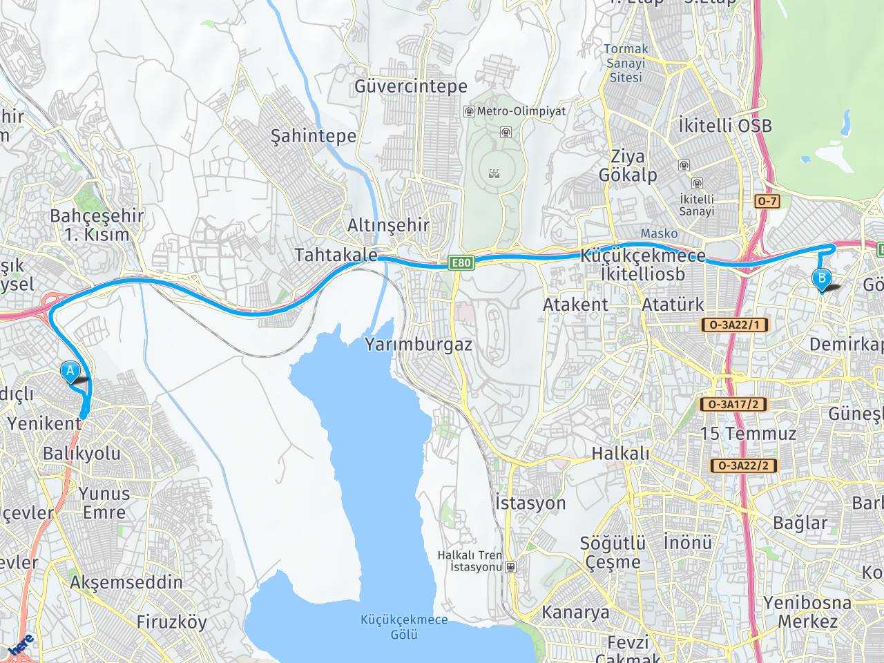 İstanbul ıspartakule İstanbul Mahmutbey Köprü haritası