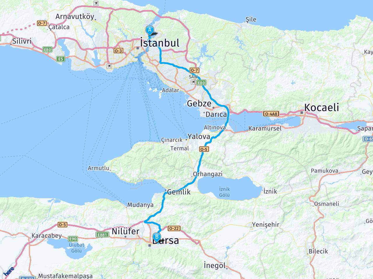 İstanbul, İstinye Bursa Yıldırım Yüksek haritası