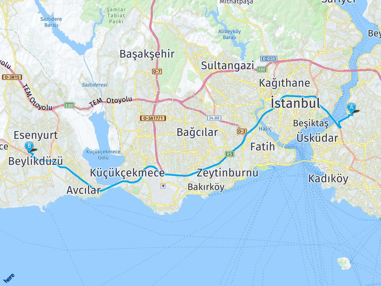İstanbul kalantor sokak istanbul Yıldırım Beyazıt Caddesi haritası