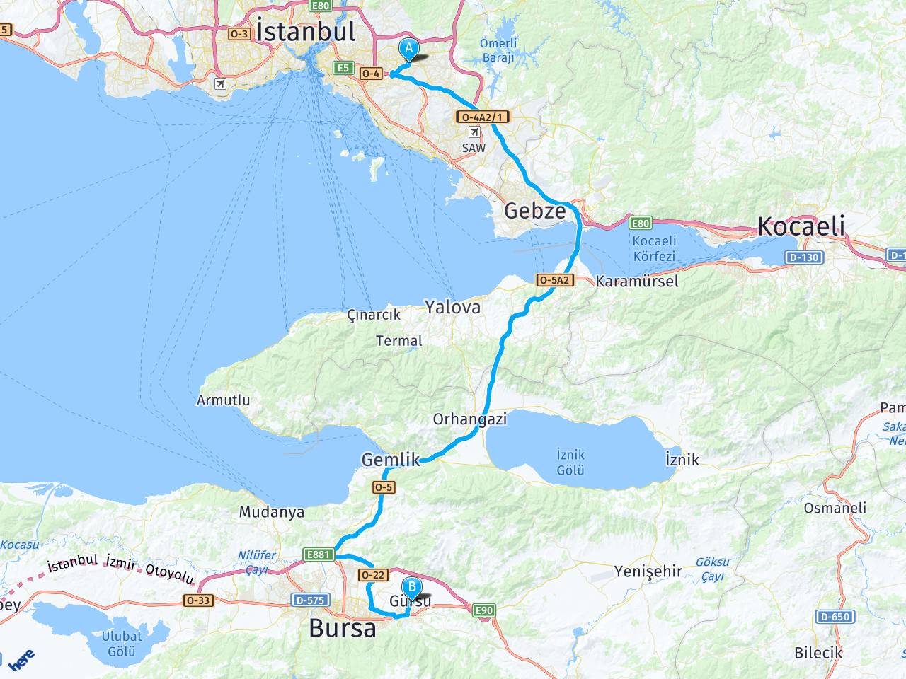 İstanbul madenler mahallesi Bursa,gürsu haritası