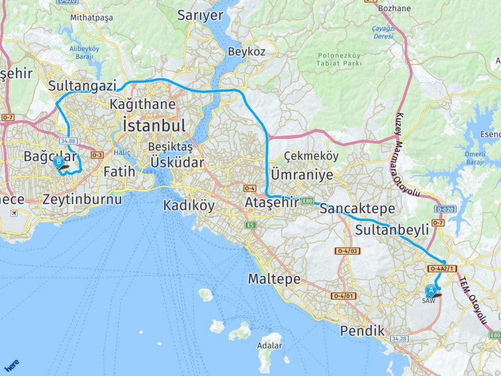 İstanbul, Sabiha gökçen havalimanı İstanbul, Güngören haritası