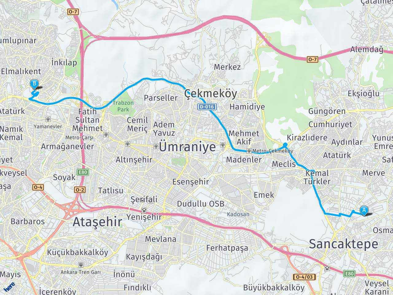İstanbul, Samandıra İstanbul, Ümraniye haritası