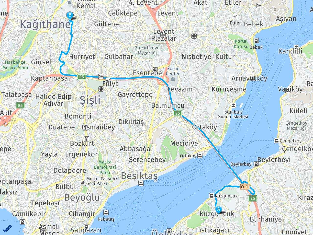 İstanbul üsküdar Kağıthane, İstanbul haritası