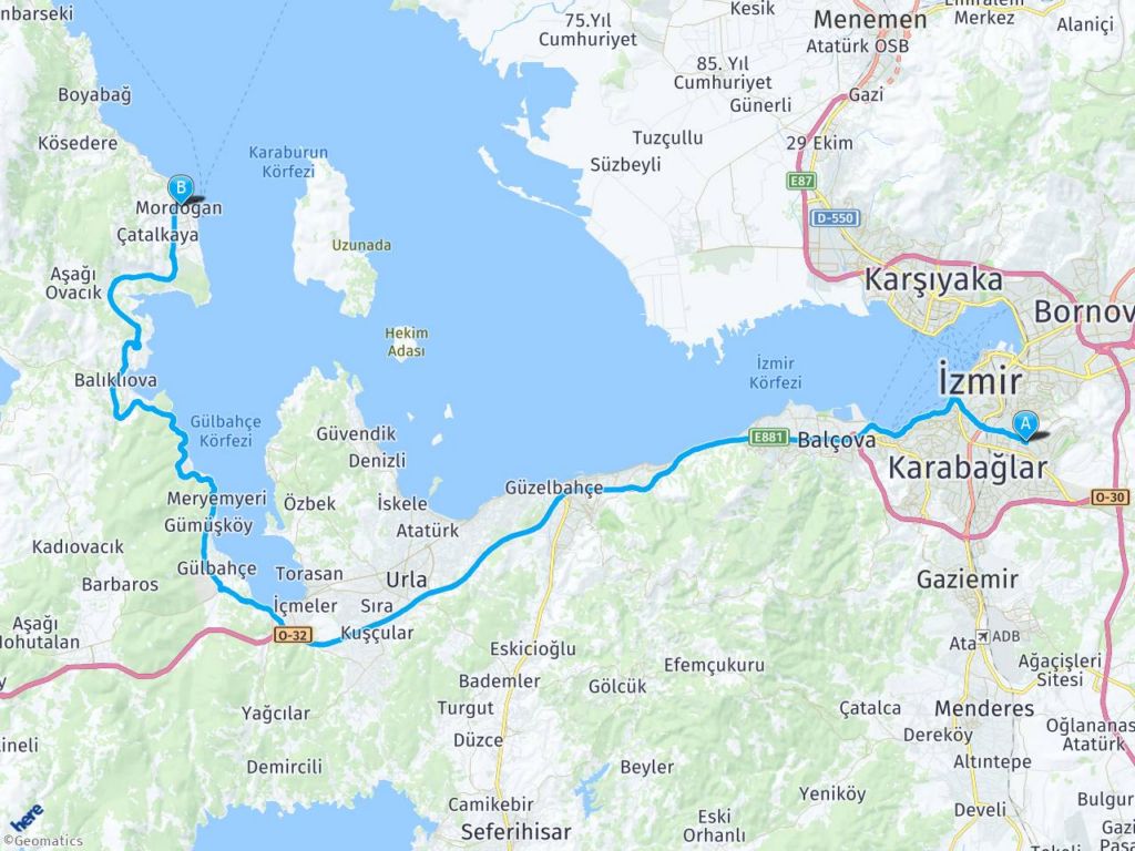 İzmir Buca Yaylacık Mahallesi 1020 Sokak İzmİr Mordoğan imren sitesi haritası