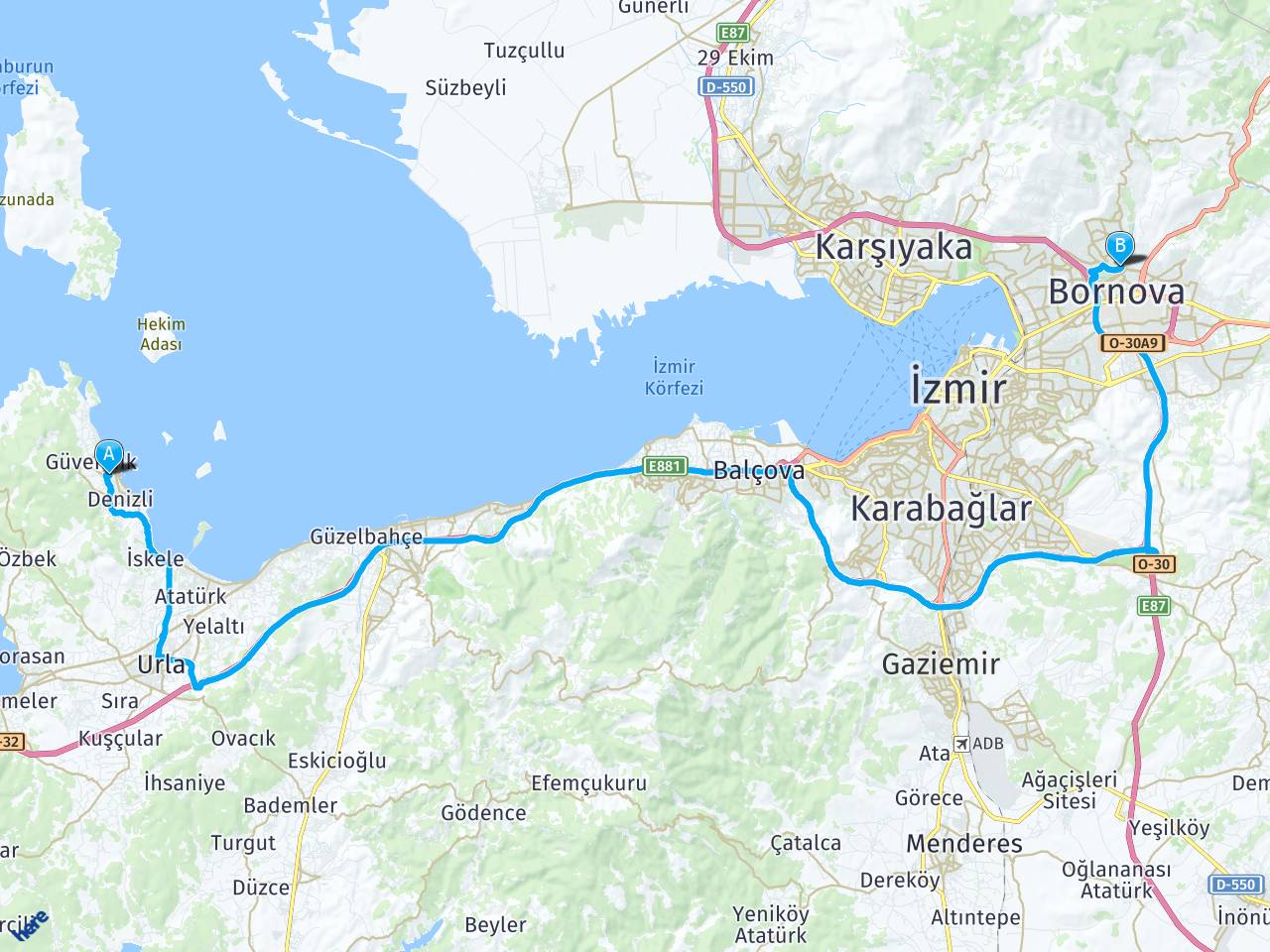 Bornova İzmir urla çeşmealtı haritası