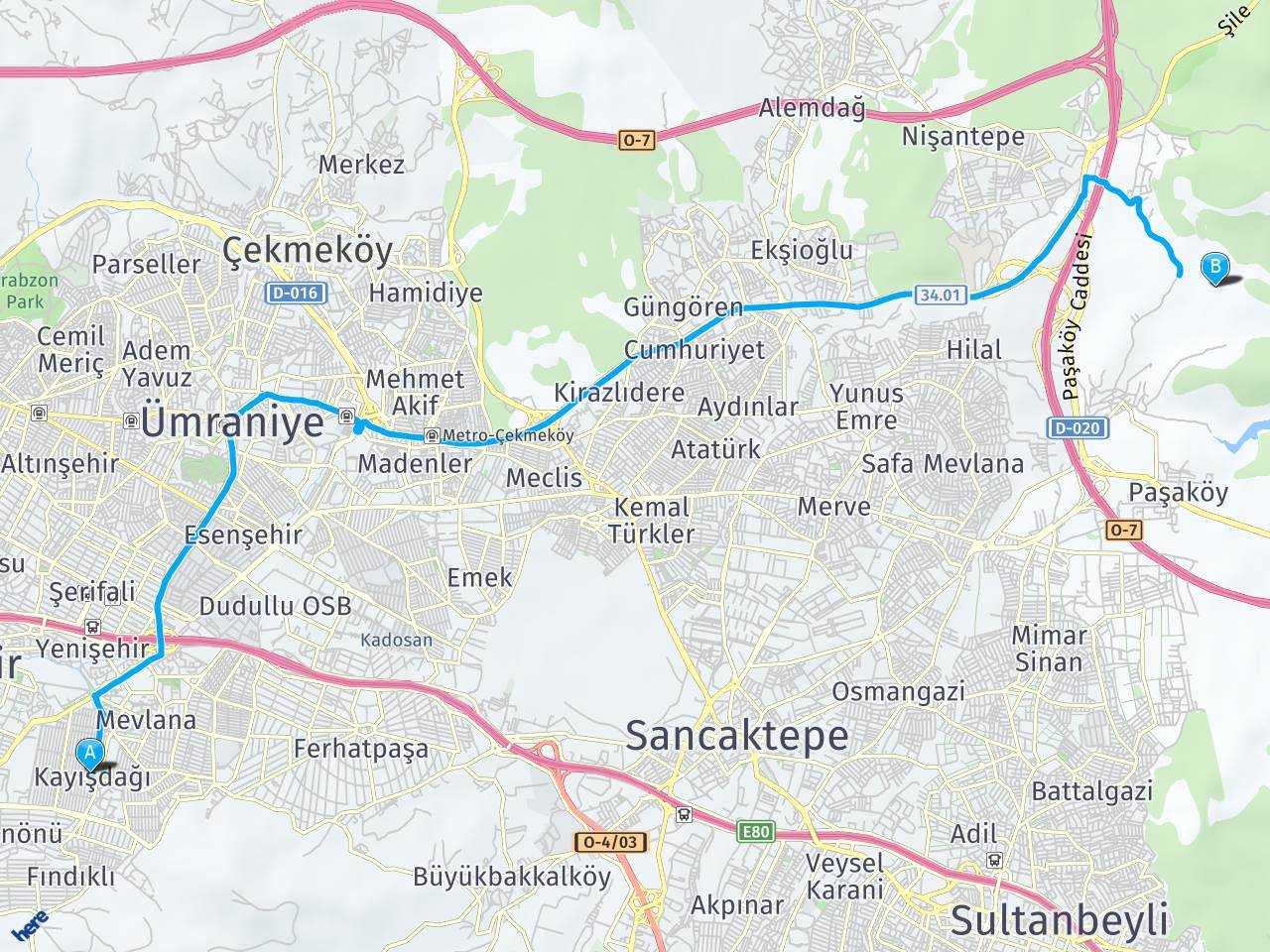 Kayisdagi Sancaktepe haritası