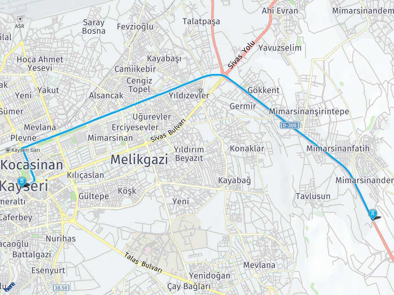 Kayseri malatya Kayseri haritası