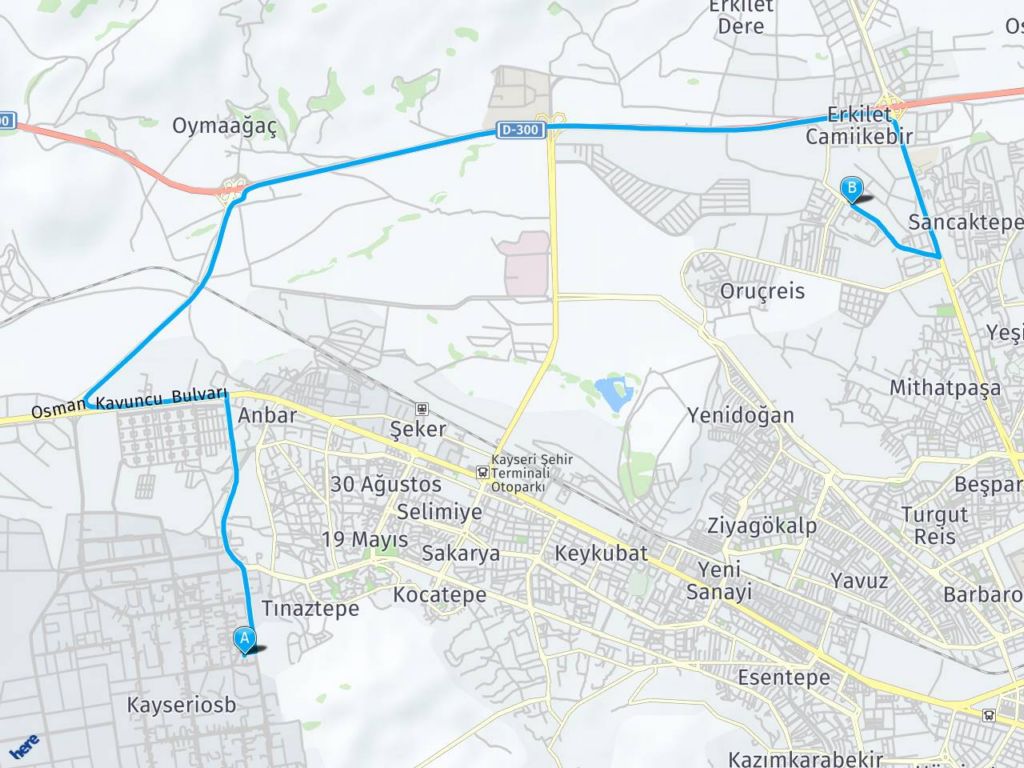 Kayseri Merkez Karpuzatan Caddesi Kocasinan Kayseri haritası