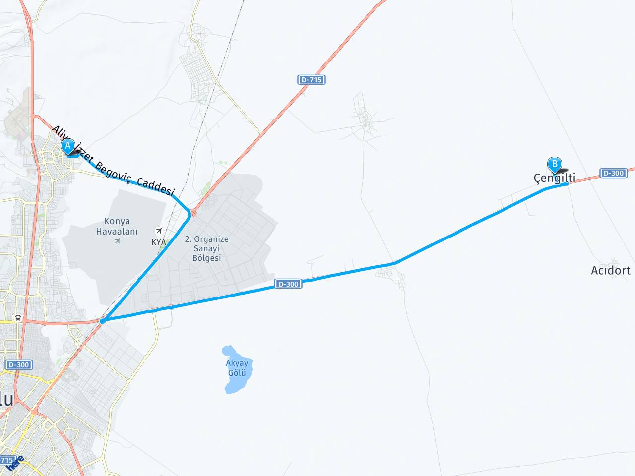 Konya Bosna Hersek Mahallesi Şenay Sokak Çengilti haritası