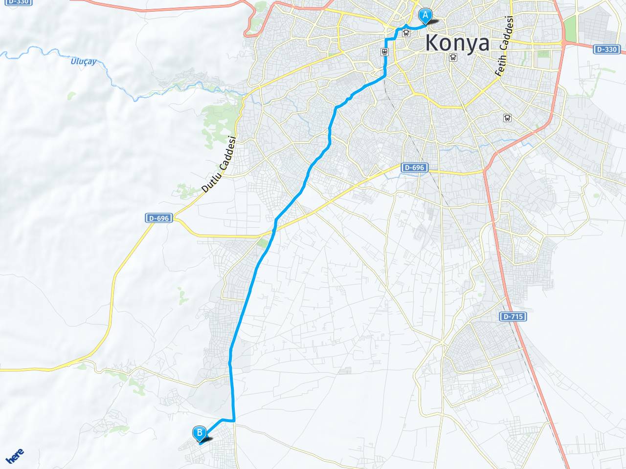 Konya Meram Gödene arası mesafe, Konya Meram Gödene yol haritası, Konya ...