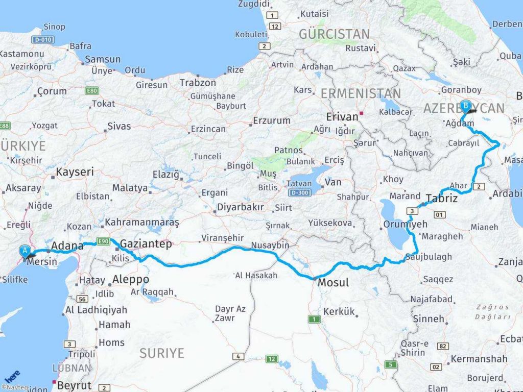 Mersin Azerbaycan haritası