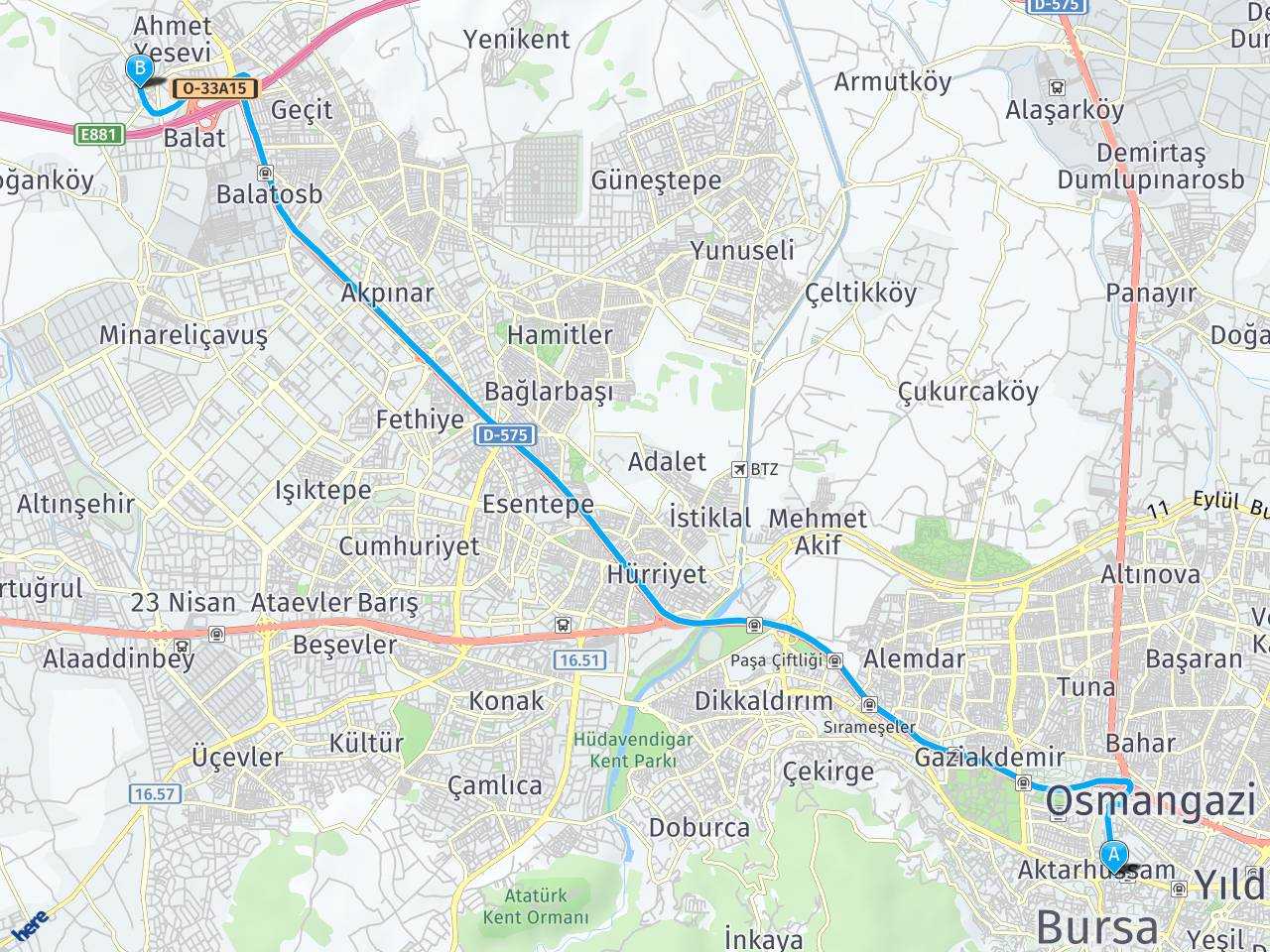 Osmangazi, Bursa Bağ Sokak Balat Nilüfer Bursa haritası