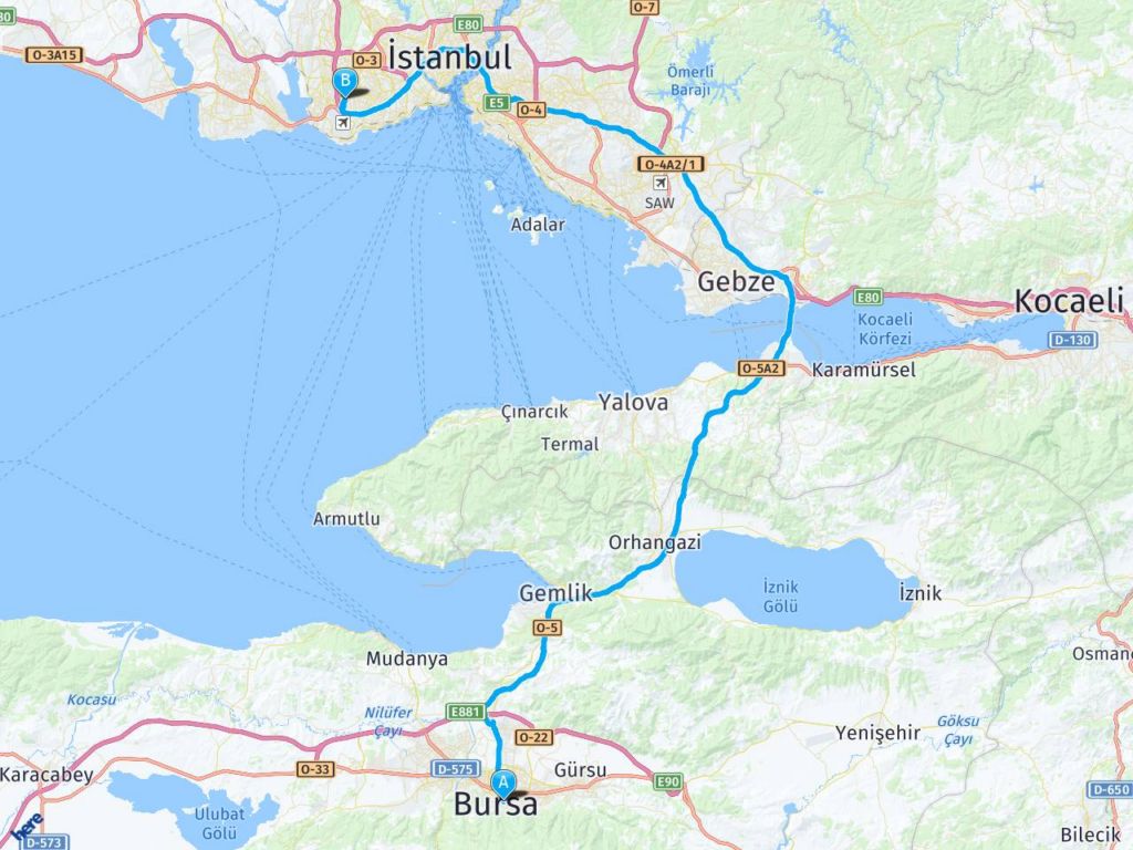 Osmangazi Köprüsü Bursa İstanbul bahçelievler haritası