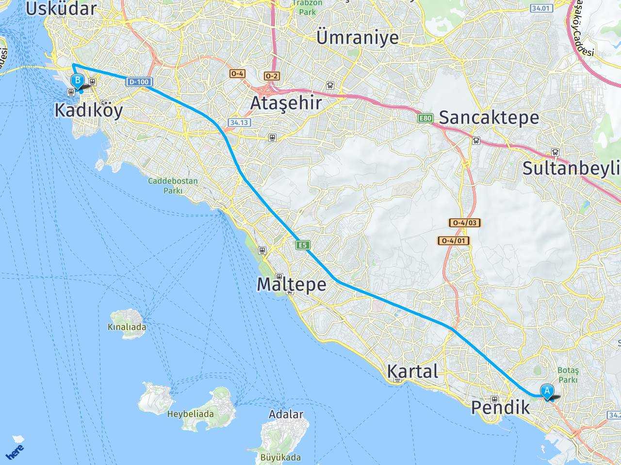 Pendik Kaynarca İstanbul haydarpaşa kadıköy haritası