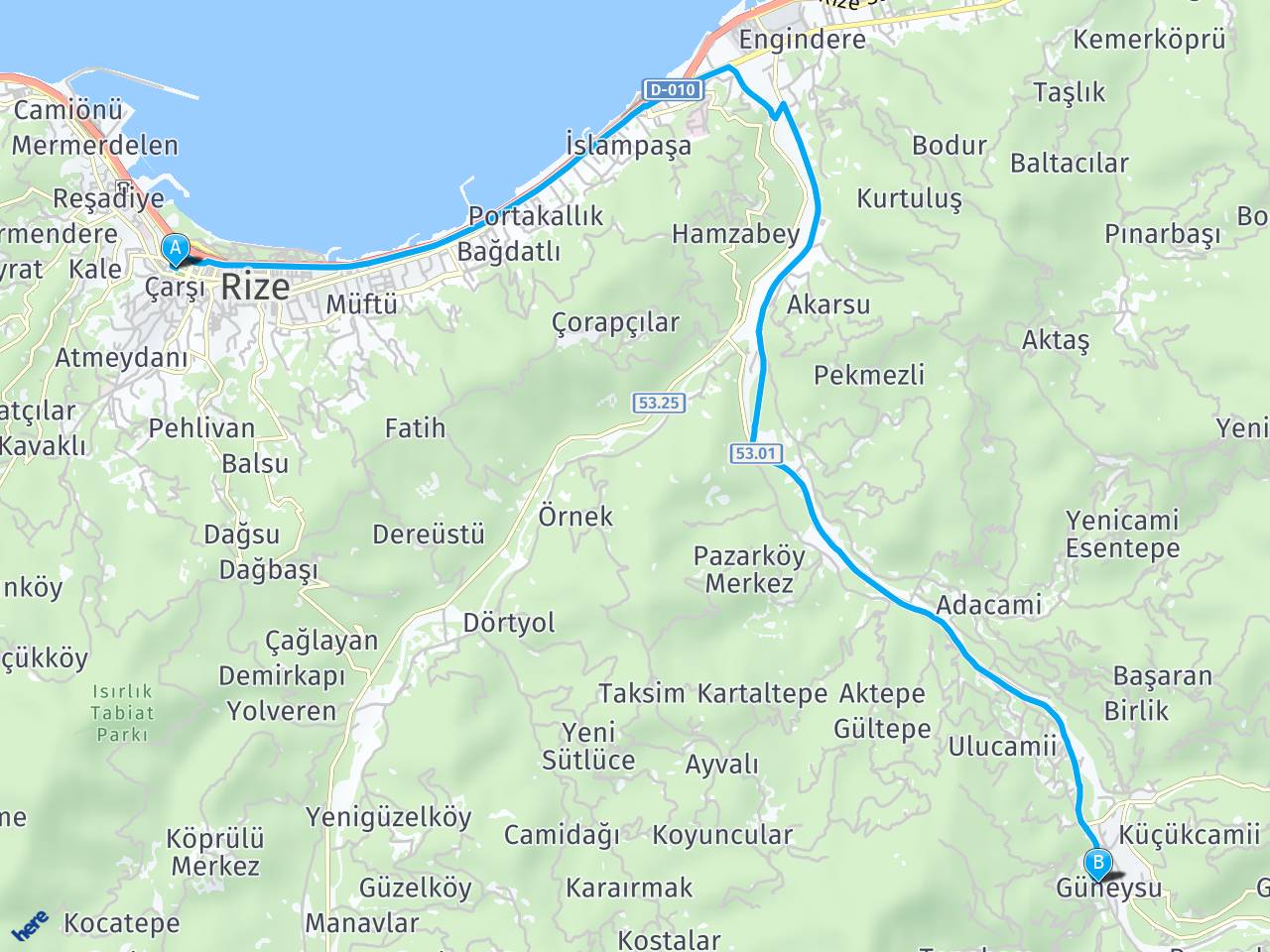 Rize Rize Güneysu Arası Kaç Kilometre?