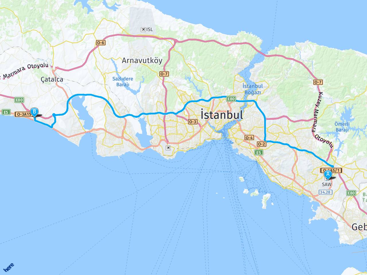 sabiha gökçen havaalanı maslak,istanbul lifepark haritası