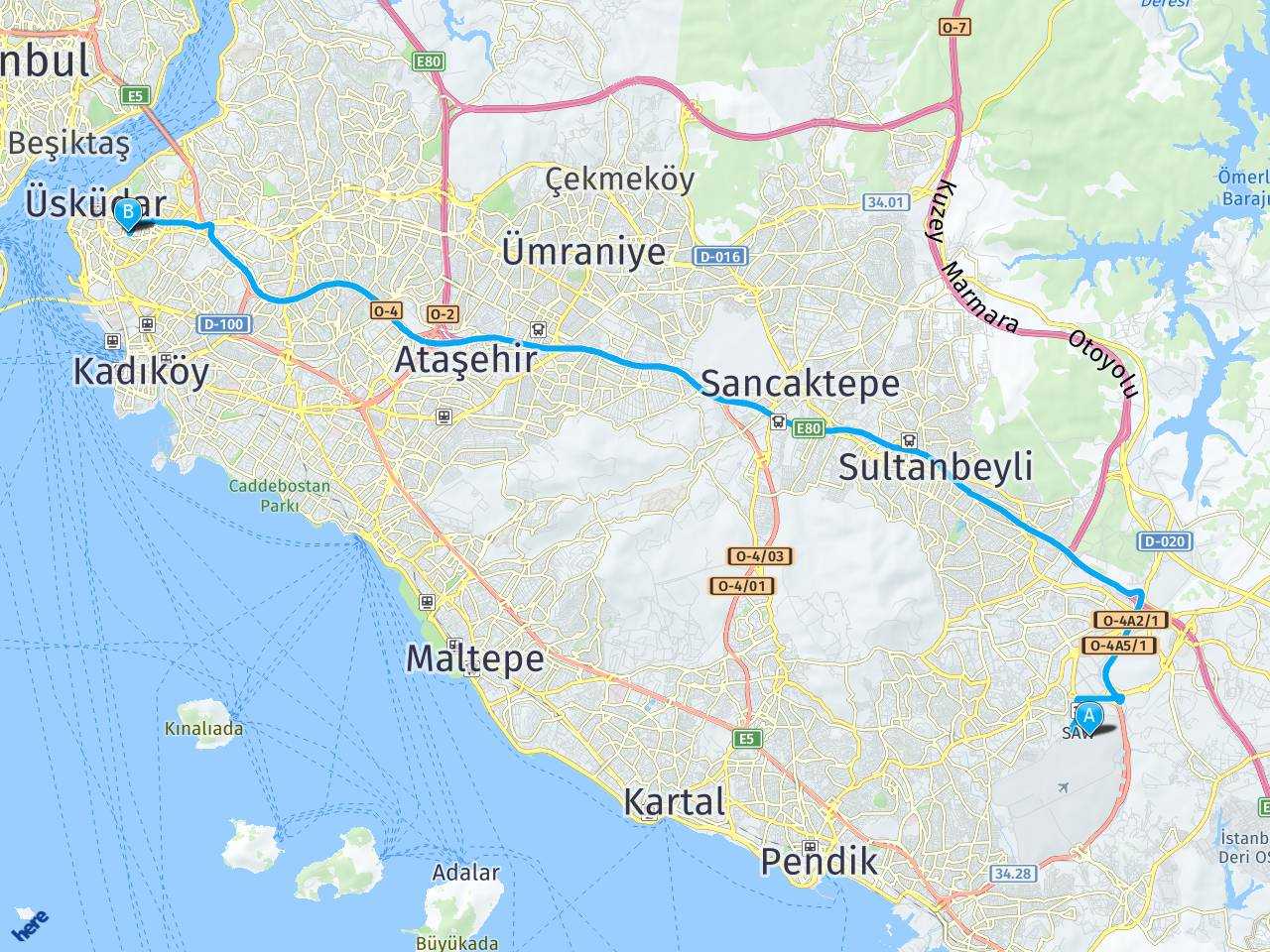 Sabiha Gokcen İstanbul Bostancı Köprüsü haritası