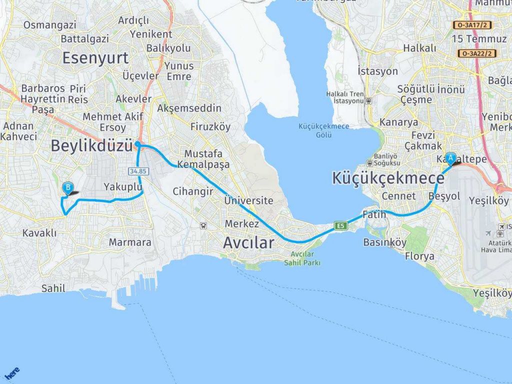 Sefaköy E5 Beylikdüzü İstanbul haritası