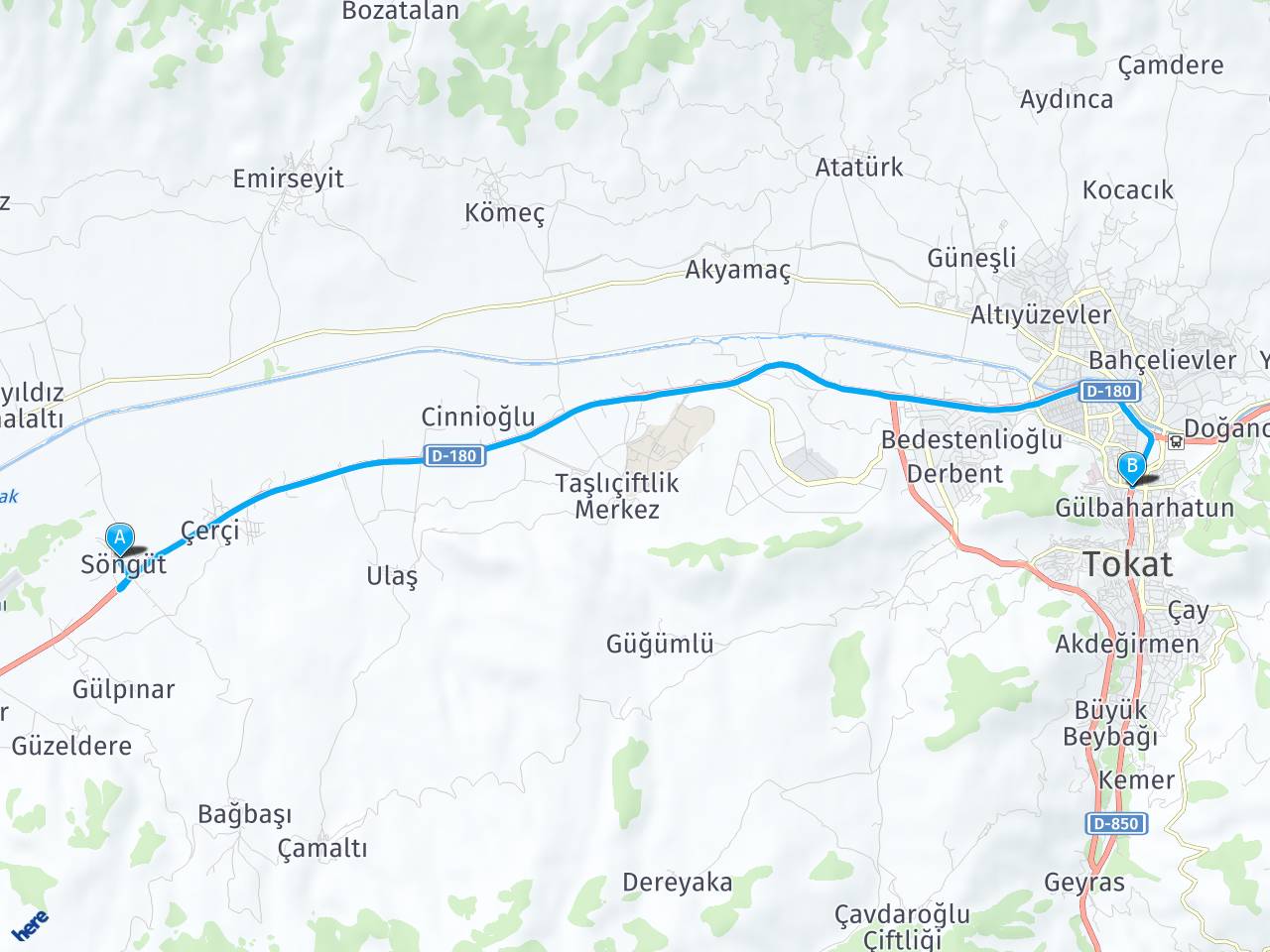 söngüt tokat haritası