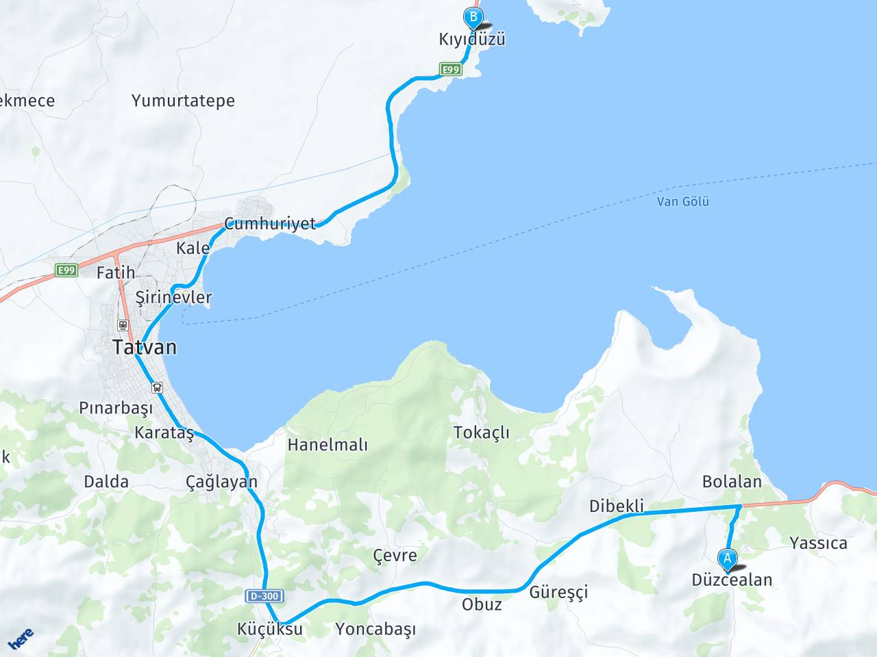 Tatvan Düzcealan Köyü tatvan kıyıdüzü köyü haritası