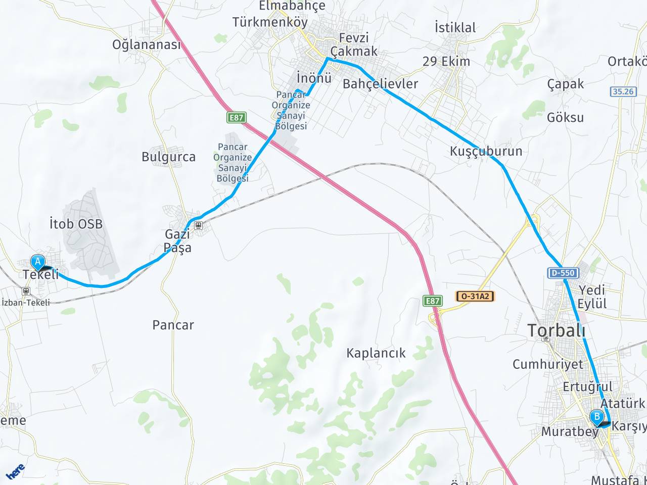 Tekeli izmir Tepeköy Torbalı İzmir haritası