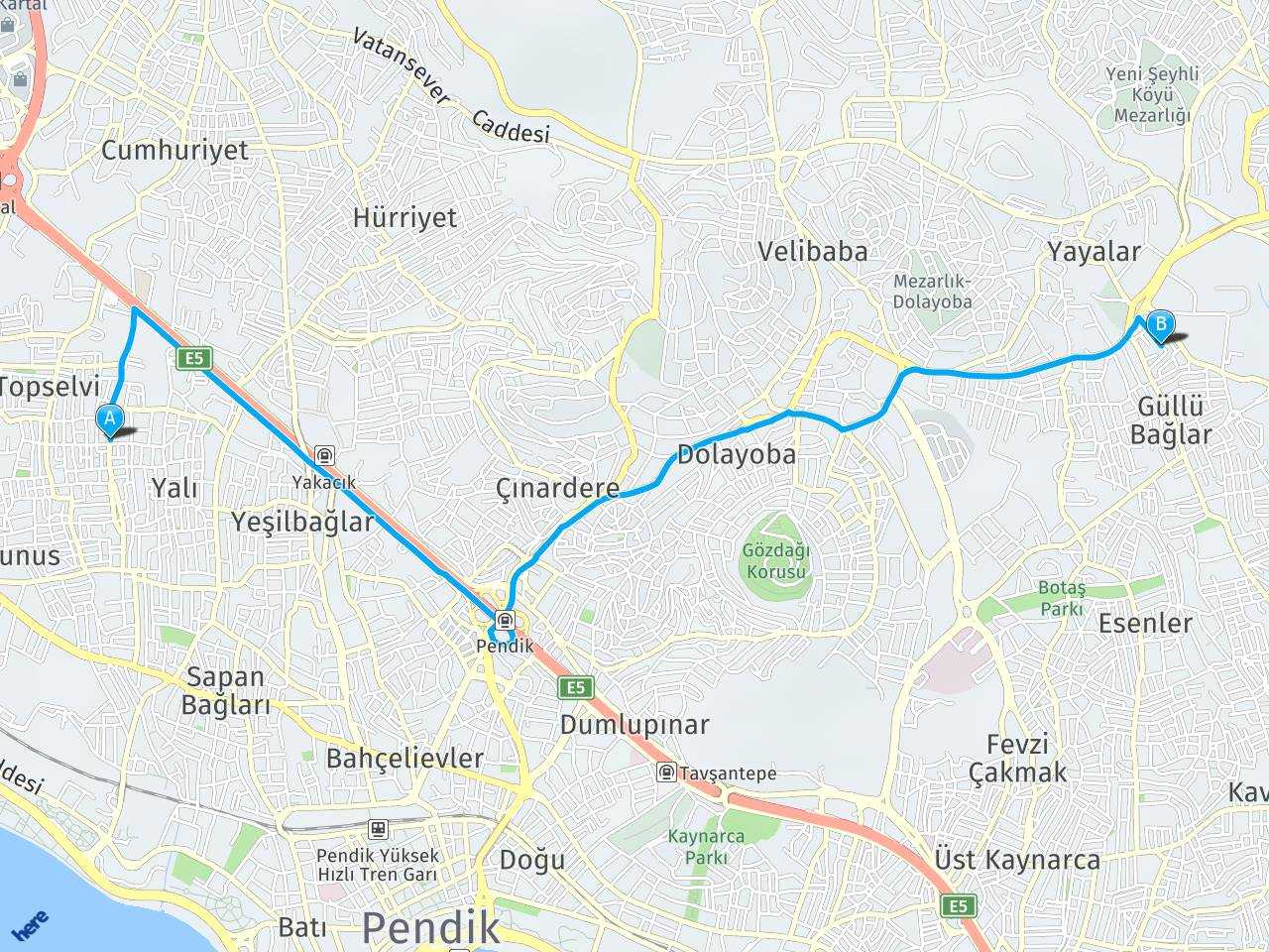 Topselvi caddesi İstanbul İstanbul Pendik Köprüsü haritası