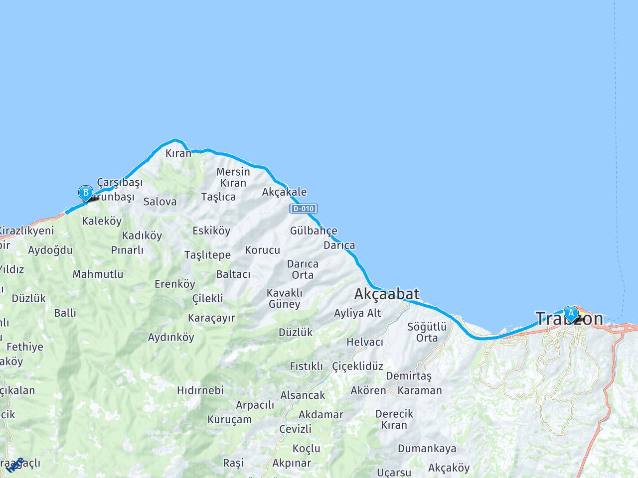 Trabzon Vakfıkebir Demirci Köyü haritası