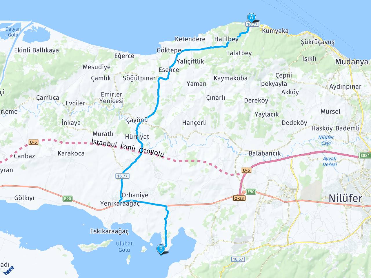 Trilye Atatürk Caddesi Gölyazı Nilüfer Bursa haritası