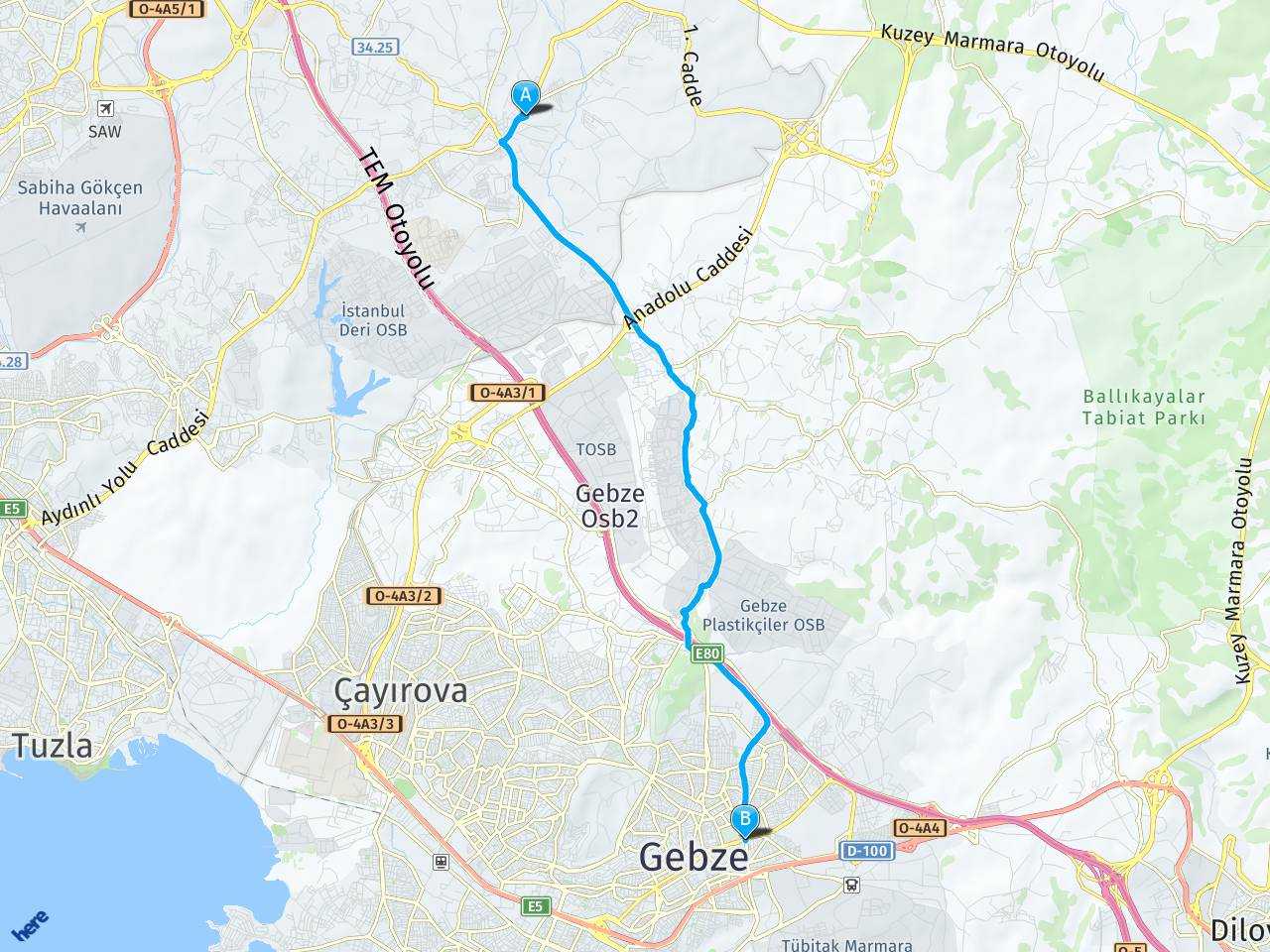Uzun Tarla Sokak Tepeören Tuzla İstanbul gebze haritası