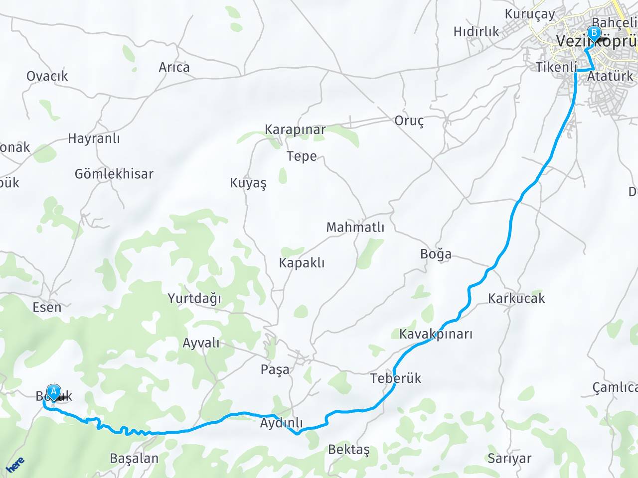 Vezirkopru Borukköy Vezirköprü haritası