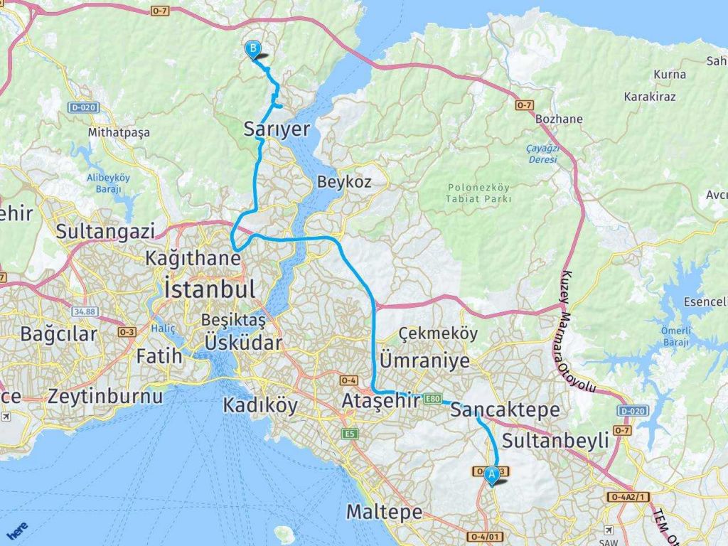 Yakacık çarşı Sarıyer Doğa Koleji haritası