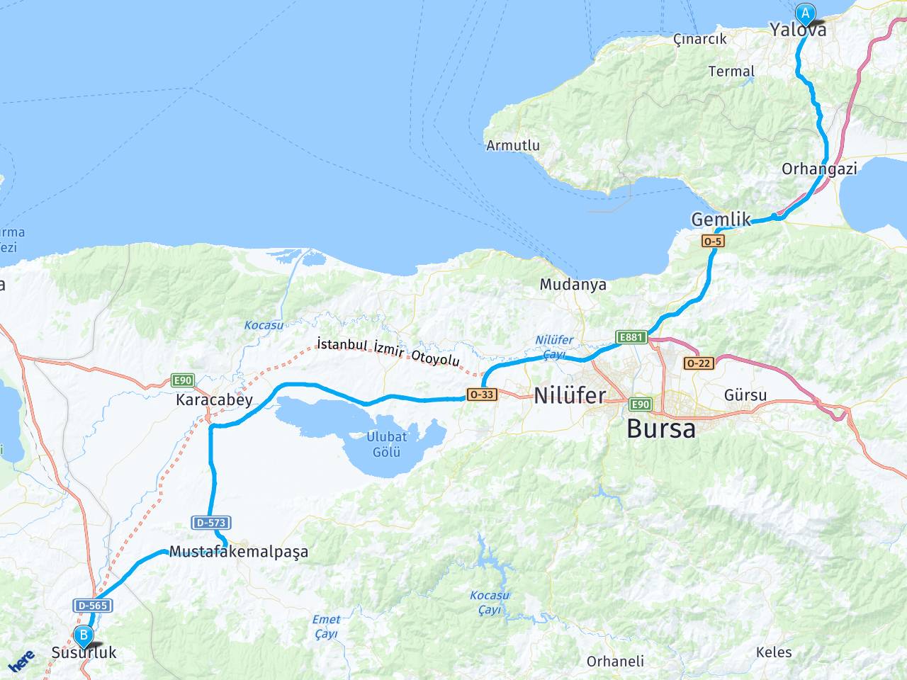 Yalova Susurluk Balıkesir Arası Kaç Kilometre?