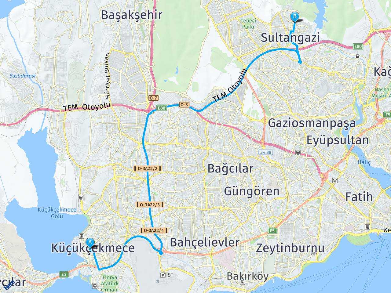 Yenimahalle Hekim Sokak No 5o Daire 11 Tepeüstü Küçükçekmece İstanbul İstanbul Gazi Mahallesi haritası