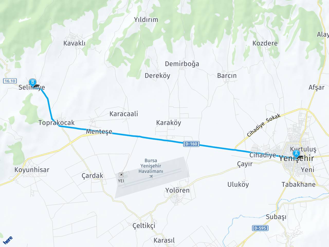 Yenisehir Bursa Yenişehir Selimiye Köyü haritası