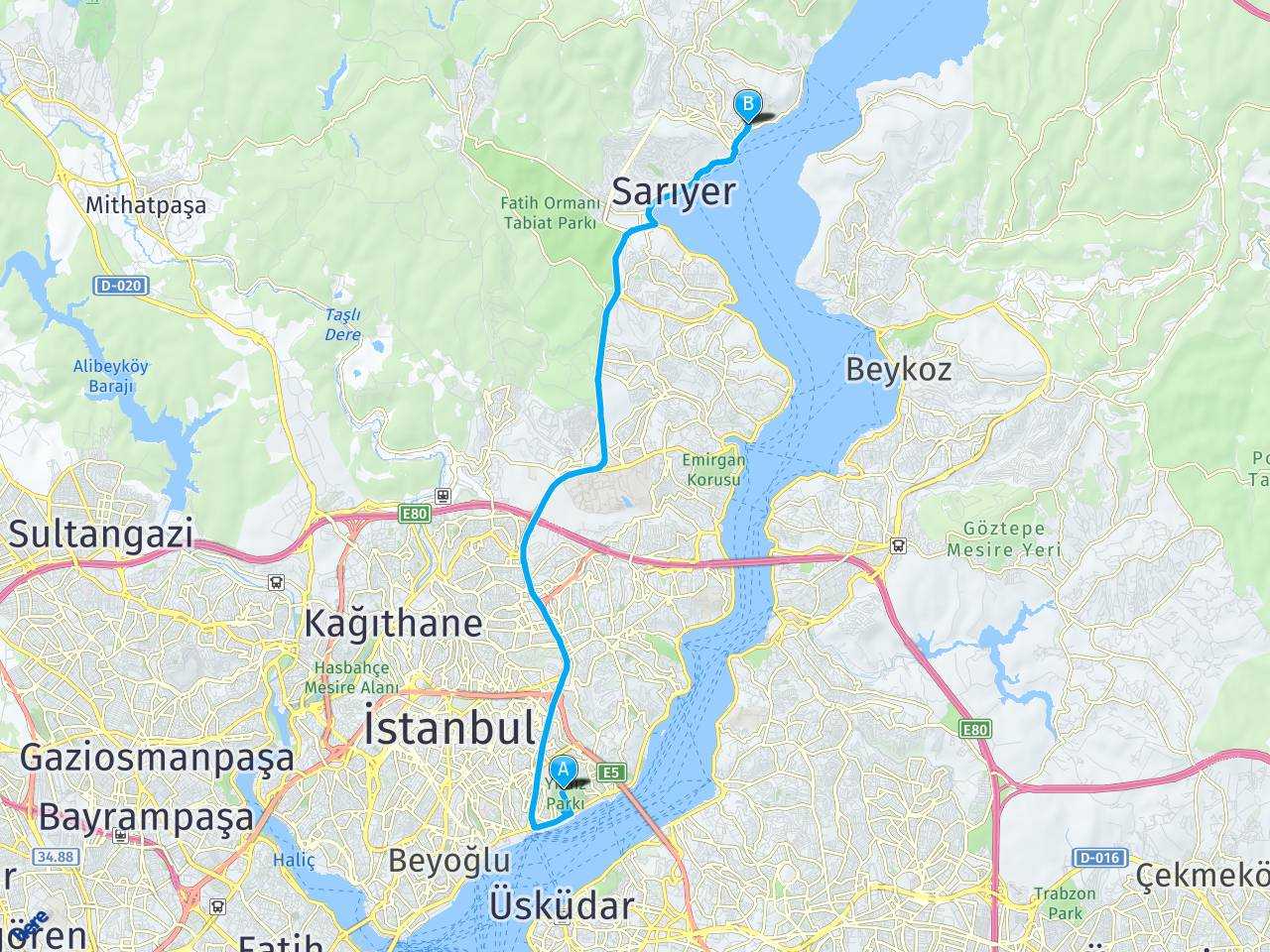 Yıldız Parkı İstanbul Çağlayan Adiyesi haritası
