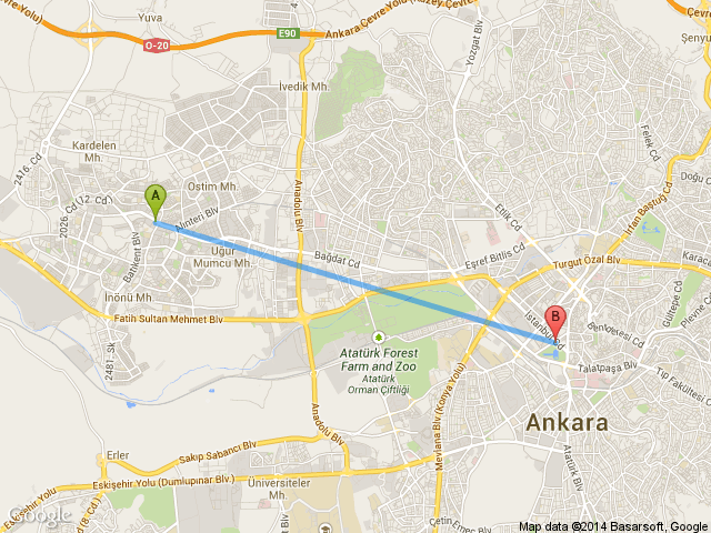 Ankara Ulus Ankara Batıkent haritası