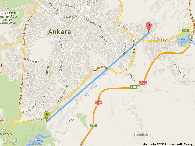 Ankara Oran Trt Ankara Hüseyin Gazi haritası