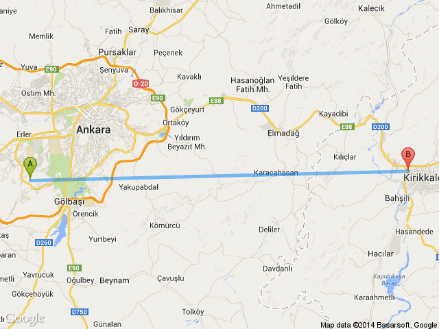 Beytepe Asker Hastanesİ Ankara Otogar haritası