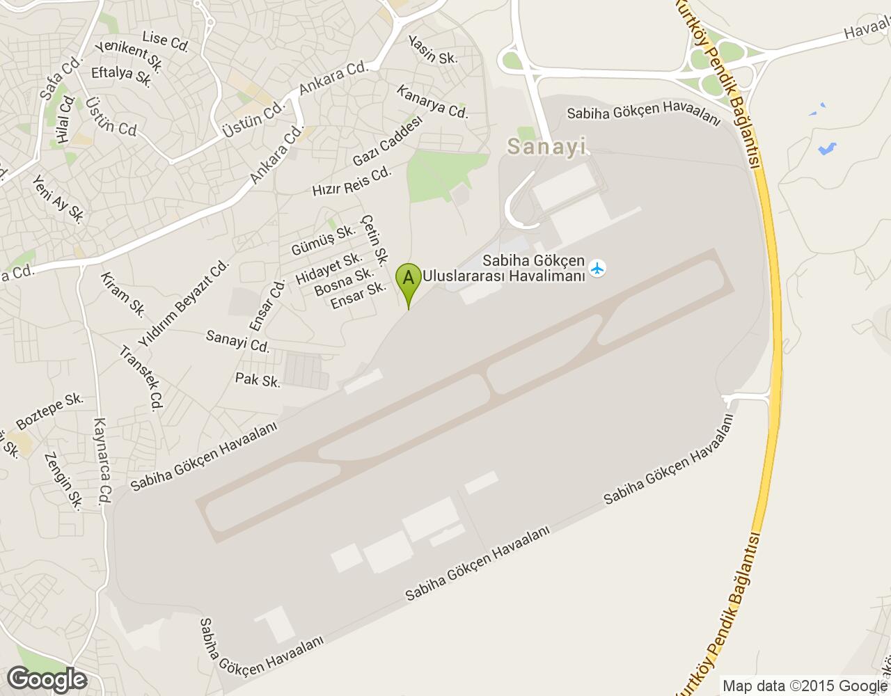 Havaalanı Sabiha Gökçen harita