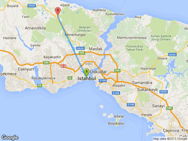 İstanbul Okmeydanı kemerburgaz ışıklar Köyü haritası