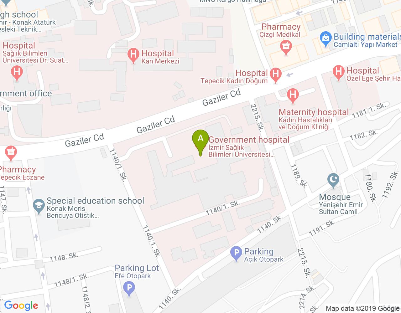 İzmir Tepecik Eğitim Araştırma Hastanesi harita