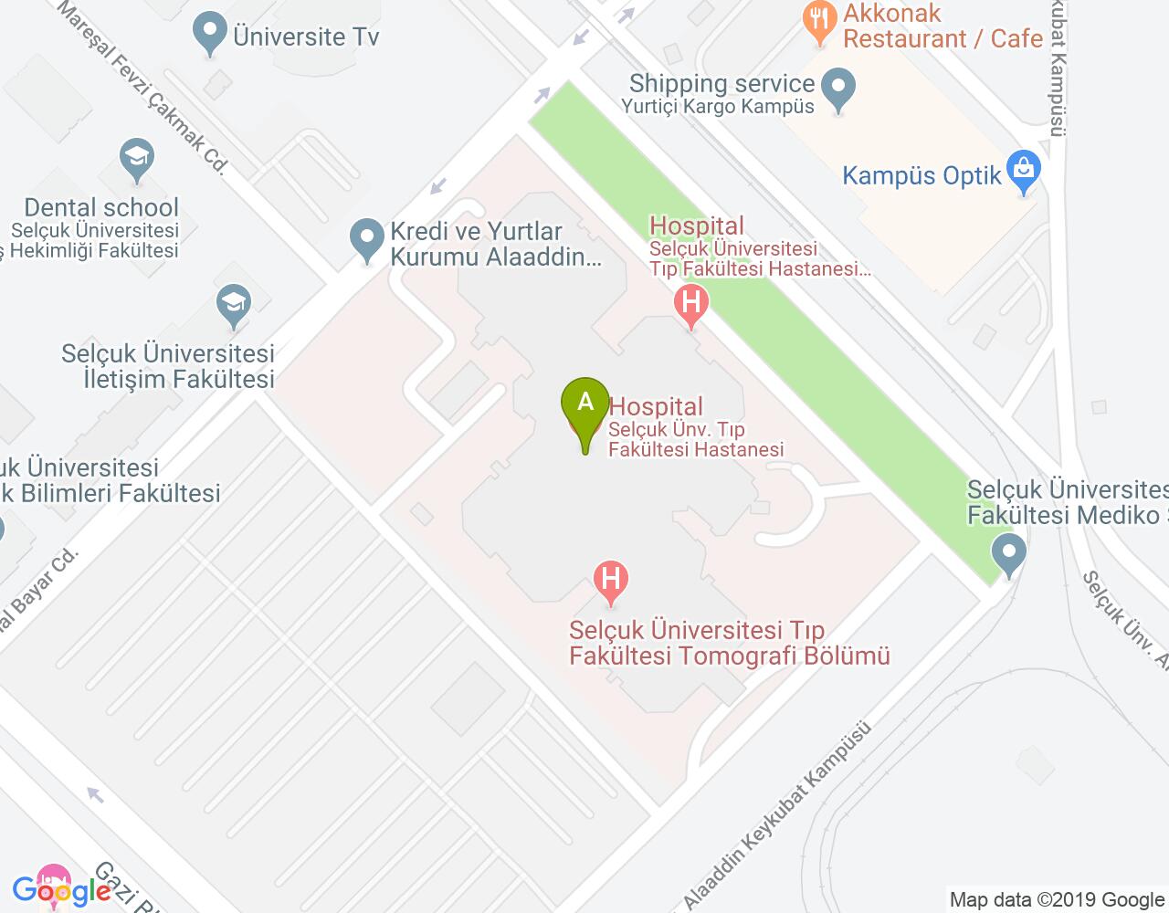 Konya Selçuk Üniversitesi Hastanesi harita