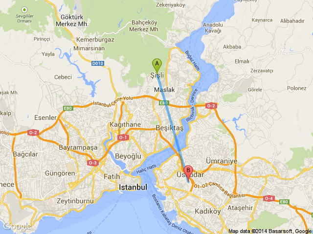 Şişli Cevahir Alişveriş Merkezi Nişantaşı İstanbul haritası