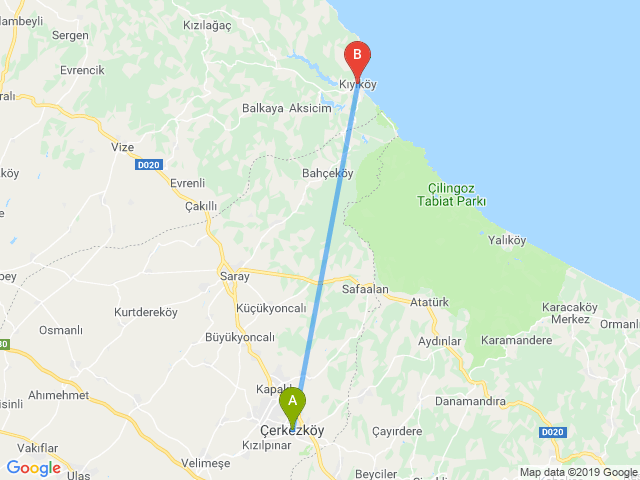 Tekirdağ Çerkezköy kıyıköy haritası