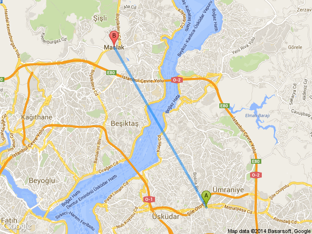 Ümraniye,santral İstanbul Maslak haritası